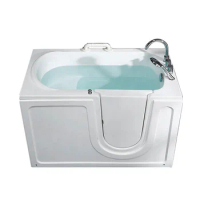 Acrylic walk in bathtub elder walk in tub rectangle bath for disabled people shower space saver compact design