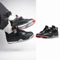 【NIKE 耐吉】Jordan 4 Retro Bred Reimagined AJ4 男鞋 復古 休閒鞋 黑紅 FV5029-006