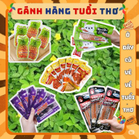 COMBO 25 gói Tăm cay, Hương bò, Xí muội sợi thơm, ô mai táo, mèo yêu cá tuổi thơ