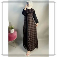 Gamis Wanita Najwa Resleting Depan Tali Samping Hitam