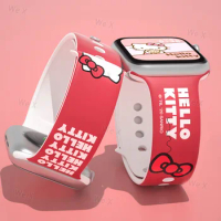 Hello Kitty Silicone Strap for Apple Watch band 44mm 40mm 45mm 41mm 38mm 42mm Elastic watchband bracelet iWatch serie 7 6 5 4 3