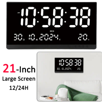 Jam Dinding Digital, Saiz Besar (21 inci), Dikuasakan USB, dengan Paparan Masa dan Kalendar, Paparan