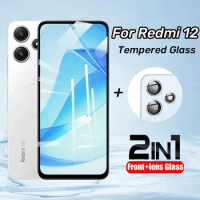 2in1 Tempered Glass For Redmi 12 12C 12 5G 12 4G Screen Protector Lens Film Protective Glass For Redmi12 12C Accessories