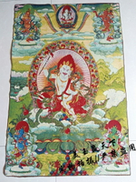 西藏唐卡招財佛像 藏傳白財神畫像 密宗尼泊爾藏式唐卡刺繡掛畫