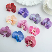 Artificial Flower Butterfly Orchid DIY Home Christmas Wreath Wedding Bride Accessories Headgear Hair Clip Birthday Gift