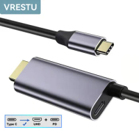 USB Type C to HDMI-compatible Cable 4K USBC Video Adapter for Thunderbolt3 Converter for MacBook Samsung S21 Type C to PD UHD TV