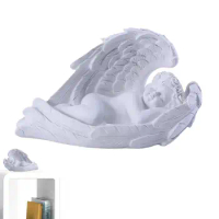 White Angel Figurine Cherubs Statue Decor Christmas Memorial Sculpture Sleeping Baby Angel Statue Lying Angel Statue