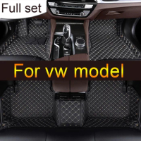Leather Car Floor Mats For vw Beetle EOS Touran Polo Plus T-ROC Touran L ID4 CROZZ Jetta A5 ID.3 ID.6 X Sharan Car accessories