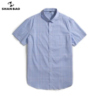 5XL 6XL 7XL 8XL high quality cotton plaid shirt 2021 summer classic brand business casual men's large size loose shirt blue