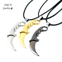 Game CSGO Karambit Butterfly Necklace for Men CS GO Leather Chain Knife Weapon M9 Choker Necklaces Dagger Claw Male Jewelry
