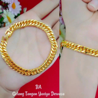 COD Gelang Tangan Titanium gelang dewasa rantai polos lapis emas gold anti karat TERBARU TERLARIS