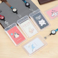 1PC Cute Cartoon PVC Card Holder Unisex Bank Identity Bus ID Card Holder Case With Key Chain Credit Cover Case Fashion Kids Gift