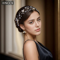 HNCCX Bridal Alloy Leaf Headpiece Handmade Crystal Headband Wedding Hair Accessories Bridesmaids Party Gift Ornaments CP360