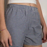 Plaid Shorts for Women Casual Pajama Shorts Summer Elastic Waist Pajama Bottoms Boxer Shorts Sleepwear
