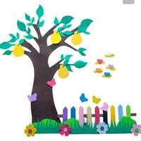 READY PROMO 1 Set Hiasan Dinding Pohon Buah-Buahan Set Pagar Spon Ati Dekorasi Sekolahan Kelas Paud 
