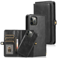 Removable Wallet Cards Wrist Strap Phone Case For Samsung Galaxy S22 S21 S20 S10 S9 Note 20 2 in 1 Leather Magnetic Flip Cover