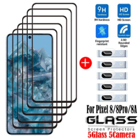 Full Cover Full Glue Tempered Glass For Google Pixel 8 8 Pro Screen Protector Glass For Google Pixel 8A Camera Film
