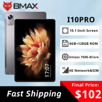 BMAX I10 Pro 10.1 inch Android 13 phone call Tablet 1280x800 T606 Octa Core 8GB(4GB RAM+4GB Expansion) 128GB ROM 4G tablet