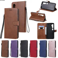 Luxury Wallet Flip Case For Xiaomi Mi Note 10 Pro Cover Leather Solid color Magnetic funda Note10 10Pro M1910F4S lanyard Phone