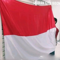 bendera merah putih 120 x 180 cm bahan satin Kain untuk upacara - tali bahan Premium