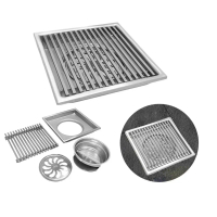 6inch 15x15cm Stainless Steel Perangkap lantai Black Floor Drain Floor Trap Floor Grating Bathroom H