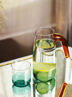 費靈家居北歐時尚簡約 彩色高硼硅耐熱玻璃水壺 冷水瓶水杯手工制