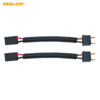 FEELDO 2PC Automotive LED HID Headlight Cable H7 Male To Female Connector Plug Lamp Bulb Socket Wiring Adapter Holder #HQ1582