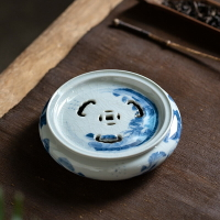 陶瓷壺承青花瓷建水壺托中式古典冰裂紋開片儲水干泡盤小號茶壺墊