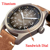 New Sandwich Dial 39mm Tandorio Gray Titanium Watch For Men 200m Waterproof Brush Japan NH35 PT5000 Automatic Mechanical Luminou