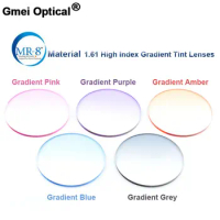 Radiation Protection 1.61 High Index MR-8 Super-Tough Gradient Tint HMC EMI Anti UV Optical Lens For Trimming Rimless Sunglasses