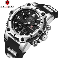 KADEMAN Luxury Men Watch TOP Brand Military Sport Watches LED Quartz Wristwatches Casual Rubber Thick Case Fashion Clock Relogio