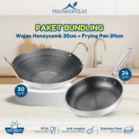 [DAPAT 2]  Honeycomb Frypan + Wajan Teflon Penggorengan Kuali Mini Stainless Steel