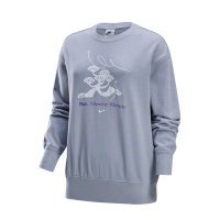 【NIKE 耐吉】長袖上衣 女款 運動 超寬鬆 AS W NSW PHNX FLC OS CREW GCEL 灰 HQ4737-012