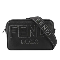 【FENDI】FF Logo Shadow 皮革相機斜背包(黑色)