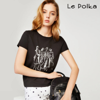 【Le Polka】手繪插畫印花T恤-女