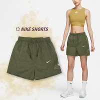 Nike 短褲 NSW Shorts 女款 軍綠 防潑水 抗撕裂 工裝 高腰 運動 休閒 鬆緊褲頭 網眼 DX6152-222