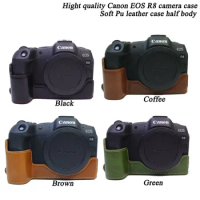 Pu Leather Camera Case Bag Half Body For Canon EOS R8 EOS R50