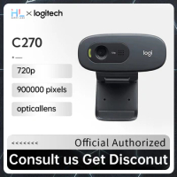Logitech C270 720P Full HD Video Webcam Video Online Course Built In Microphone Live Streaming Para Camera For Pc