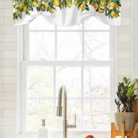 Summer Watercolor Lemon Vintage Window Curtain Living Room Kitchen Cabinet Tie-up Valance Curtain Rod Pocket Valance