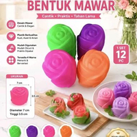 (12PC) CANDID CETAKAN KUE PUTU AYU BUNGA MAWAR Pink