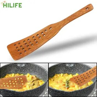 Filter Shovel Kitchen Accessories Kitchen Cooking Tool Frying Steak Shovel Wooden Spatula Non-Stick Pan 24 Holes