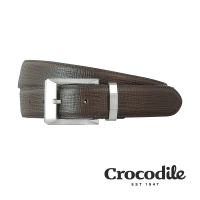 【Crocodile】Crocodile 鱷魚皮件 真皮打洞皮帶 0102-30102-咖啡色(義大利進口牛皮)