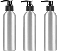 3Pcs 250ml 8.5oz Empty Aluminum Lotion Pump Bottle Soap Dispenser with Black Pump Head Refillable Co