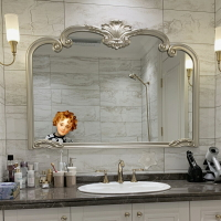 復古雕花浴室鏡掛墻式衛生間鏡子洗手間化妝鏡洗漱臺壁掛鏡定制