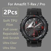 2Pcs For Amazfit T-Rex Pro Smart Watch Clear Slim Soft Hydrogel Repairable Protective Film Screen Protector -Not Tempered Glass