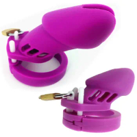 Purple CB6000 CB6000S Silicone Male Chastity Devices Soft Chastity Cage with 5 Cock Ring Penis Sleeve Cock Cage for Male G7-2-9