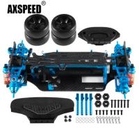 AXSPEED Metal &amp; Carbon Fiber &amp; Plastic Frame Kit w/ Wheel Rims Shock Absorbers for Tamiya TT01 1/10 RC Remote Control Drift Car