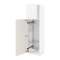 METOD 高櫃附清潔用品收納架, 白色/veddinge 白色, 60x60x200 公分