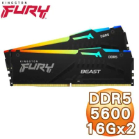 Kingston 金士頓 FURY Beast RGB 獸獵者 DDR5-5600 16G*2 桌上型超頻記憶體《黑》