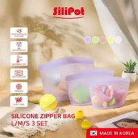 SiliPot Silicone Zipper Bag L/M/S 3P Set - Korean Kantong Silikon Kedap Udara, Food Grade, BPA Free,